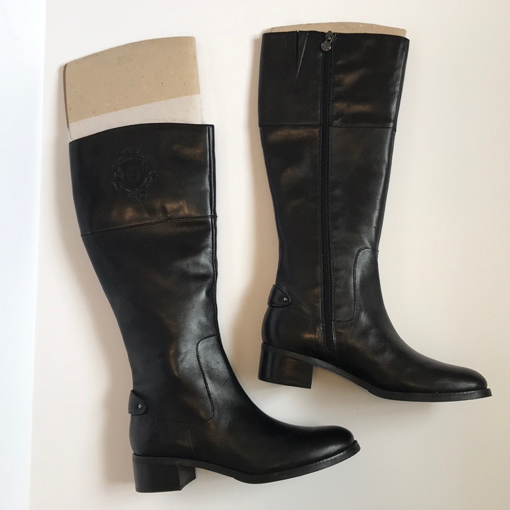 Black Etienne Aigner Riding Boots with Logo